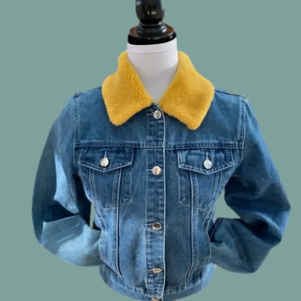 Samantha Sipos BABE Faux Fur Collar Denim Jacket  EUC - Picture 2 of 14